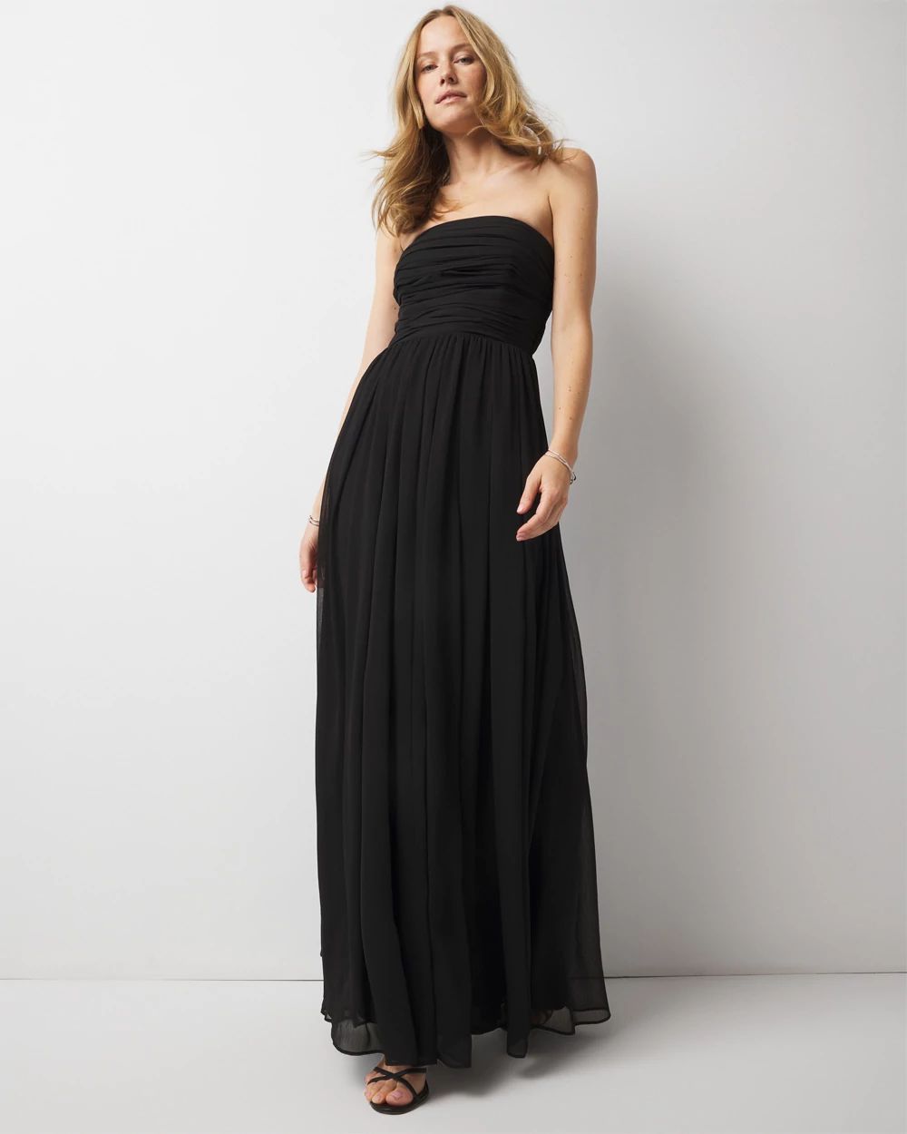 Strapless Chiffon Maxi Dress | White House Black Market
